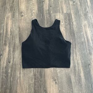 Athleta Black Cropped Tank Top with High Neckline